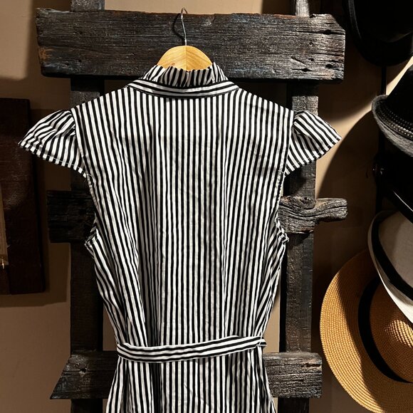 Who What Wear Black & White Stripe Midi Dress Size Small - Picture 5 of 8